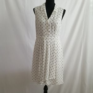 Donna Karan White Polka Dot Size 6 Sleeve Dress